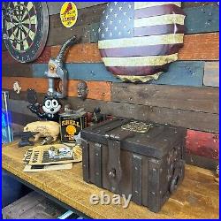 Union Pacific Route Iron Strong Box Chest With Antique Vintage Finish