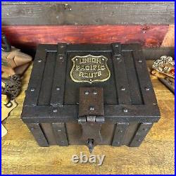 Union Pacific Route Iron Strong Box Chest With Antique Vintage Finish