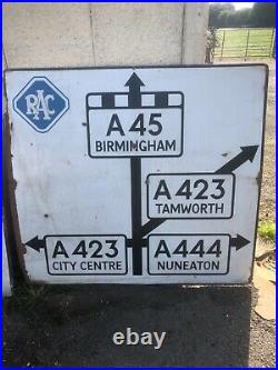 VERY BIG Vintage Enamel Road Sign -RAC Birmingham, city centre, Tamworth