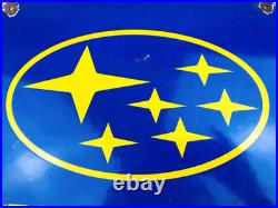 VINTAGE 12x12 SUBARU LOGO SUBIE SALES & SERVICE GAS STATION PORCELAIN OIL SIGN