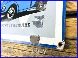 VINTAGE 12x12 VW VOLKSWAGEN GERMAN DEALER BEETLE GAS STATION PORCELAIN AD SIGN