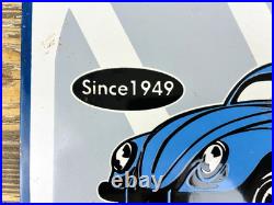 VINTAGE 12x12 VW VOLKSWAGEN GERMAN DEALER BEETLE GAS STATION PORCELAIN AD SIGN