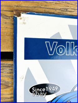 VINTAGE 12x12 VW VOLKSWAGEN GERMAN DEALER BEETLE GAS STATION PORCELAIN AD SIGN