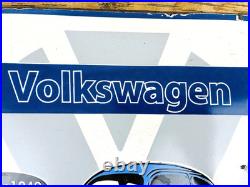 VINTAGE 12x12 VW VOLKSWAGEN GERMAN DEALER BEETLE GAS STATION PORCELAIN AD SIGN