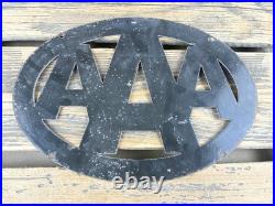 VINTAGE 16x8.5 AAA Hotel GAS PUMP STATION PORCELAIN GASOLINE MOTOR OIL SIGN