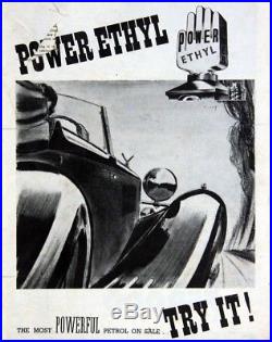 VINTAGE 1920's POWER ETHYL PETROL CAN BRASS SCREW CAP 2 GALLON DARK MOD GREEN