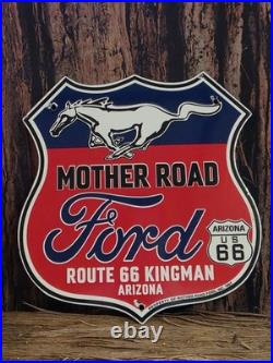 VINTAGE 1967 FORD MOTOR COMPANY MOTHER ROAD PORCELAIN ROUTE 66 SIGN 12x11