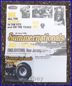 VINTAGE 1977 Raceway Park Englishtown NJ NHRA SUMMERNATIONALS Event Flyer Poster