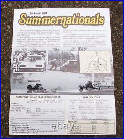 VINTAGE 1977 Raceway Park Englishtown NJ NHRA SUMMERNATIONALS Event Flyer Poster