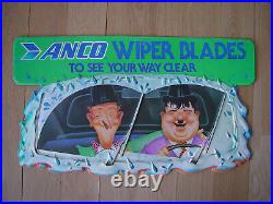 VINTAGE ANCO LAUREL AND HARDY AUTO Wiper Blades DIECUT ADVERTISING Sign