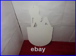 VINTAGE AUTO LITE SPARK PLUGS With WOMAN IN HAT! 13 METAL GASOLINE & OIL SIGN