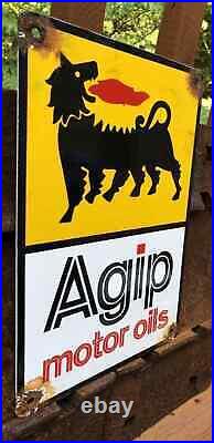 VINTAGE Agip RACE CAR Sign