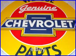 Vintage Chevrolet Genuine Parts 11 1/4 Porcelain Car, Truck, Gas & Oil Sign! Nr
