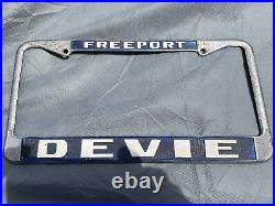 VINTAGE CHEVROLET License Plate HOLDER ADVERTISING DEVEREAUX Freeport PA