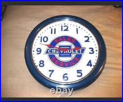 VINTAGE CHEVROLET SALES AND SERVICE PINK NEON SHOP CLOCK Chevy watch clock time