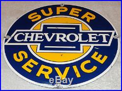 Vintage Chevrolet Super Service 11 1/4 Porcelain Car, Truck, Gas & Oil Sign! Nr
