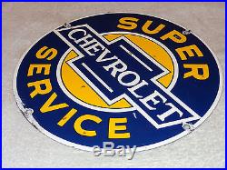 Vintage Chevrolet Super Service 11 1/4 Porcelain Car, Truck, Gas & Oil Sign! Nr