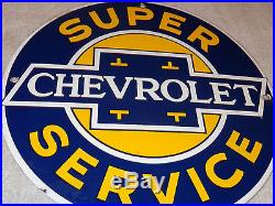 Vintage Chevrolet Super Service 11 3/4 Porcelain Car, Truck, Gas & Oil Sign! Nr
