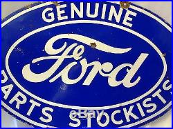 Vintage Ford Sales And Service Double Sided Antique Enamel Porcelain Sign Board