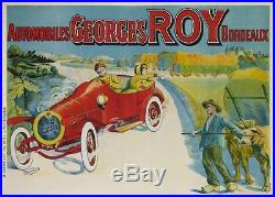 VINTAGE FRENCH ADVERTISING CAR POSTER GEORGES ROY AUTOMOBILES. BORDEAUX ci 1910