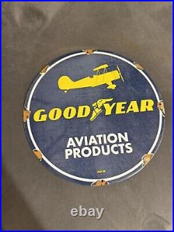 VINTAGE Goodyear Porcelain Sign Aviation Tires Rubber PRODUCTS AUTOMOBILE PARTS