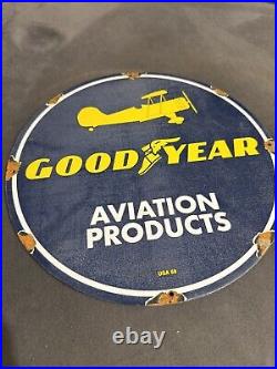 VINTAGE Goodyear Porcelain Sign Aviation Tires Rubber PRODUCTS AUTOMOBILE PARTS