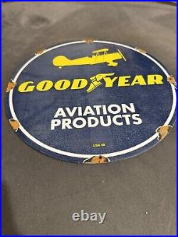 VINTAGE Goodyear Porcelain Sign Aviation Tires Rubber PRODUCTS AUTOMOBILE PARTS