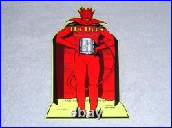 VINTAGE HA DEES CAR HEATER With DEVIL 12 BAKED METAL EVIL SATAN GASOLINE OIL SIGN