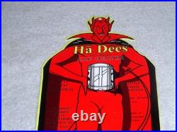 VINTAGE HA DEES CAR HEATER With DEVIL 12 BAKED METAL EVIL SATAN GASOLINE OIL SIGN