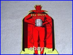 VINTAGE HA DEES CAR HEATER With DEVIL 12 BAKED METAL EVIL SATAN GASOLINE OIL SIGN