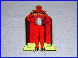 VINTAGE HA DEES CAR HEATER With DEVIL 12 BAKED METAL EVIL SATAN GASOLINE OIL SIGN