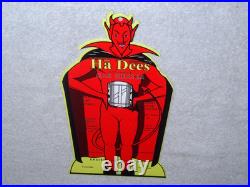 VINTAGE HA DEES CAR HEATER With DEVIL 12 BAKED METAL EVIL SATAN GASOLINE OIL SIGN