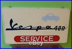 VINTAGE Late 50's VESPA 400 SERVICE SIGN MICRO CAR SIGN ONLY ONE! RARE