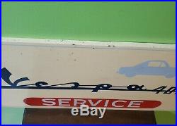 VINTAGE Late 50's VESPA 400 SERVICE SIGN MICRO CAR SIGN ONLY ONE! RARE