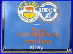 VINTAGE MODERN CRANKCASE CLEANING SERVICE PORCELAIN SIGN CAR GAS AUTO 18x12