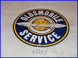 Vintage Nos Oldsmobile Service 11 3/4 Porcelain Car, Gas & Oil Sign! Pump Plate