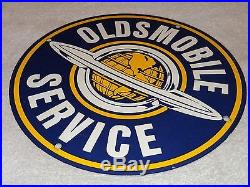 Vintage Nos Oldsmobile Service 11 3/4 Porcelain Car, Gas & Oil Sign! Pump Plate
