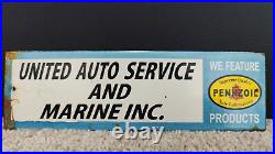 VINTAGE PENNZOIL UNITED AUTO DEALER PORCELAIN ENAMEL METAL SIGN SIZE 10 x 3