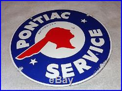 Vintage Pontiac Authorized Service 11 1/4 Porcelain Car, Gas & Oil Sign! Nr