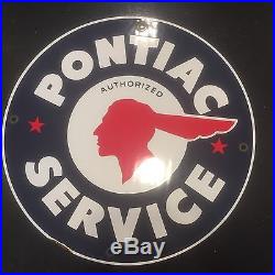 Vintage Pontiac Authorized Service Porcelain Car, Gas & Oil Sign! Nr