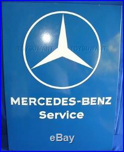 Vintage Porcelain Enamel Mercedes-benz Sign Dealership Service Dealer Auto Car