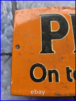 VINTAGE PRATTS'ON TOP IN ALL ROAD TESTS' PORCELAIN SIGN CAR GAS OIL TRUCK 16x6
