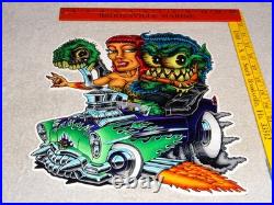 VINTAGE RATFINK DRIVES CAR With WOMAN MONSTER 12 METAL GASOLINE OIL RAT FINK SIGN