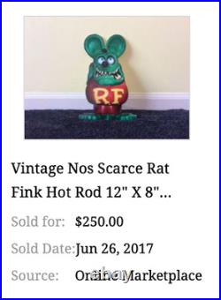 VINTAGE RATFINK DRIVES CAR With WOMAN MONSTER 12 METAL GASOLINE OIL RAT FINK SIGN