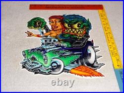 VINTAGE RATFINK DRIVES CAR With WOMAN MONSTER 12 METAL GASOLINE OIL RAT FINK SIGN