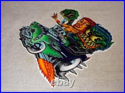 VINTAGE RATFINK DRIVES CAR With WOMAN MONSTER 12 METAL GASOLINE OIL RAT FINK SIGN