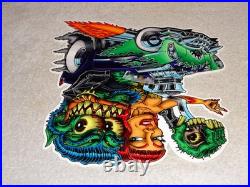 VINTAGE RATFINK DRIVES CAR With WOMAN MONSTER 12 METAL GASOLINE OIL RAT FINK SIGN
