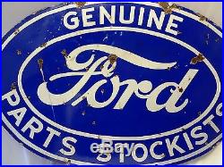 Vintage Sign Enamel Porcelain Old Ford Car Double Sided Antique Automobiles Sign