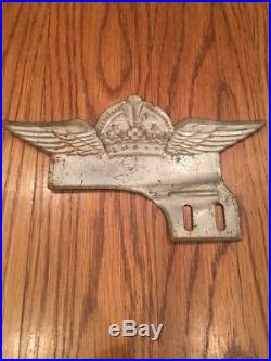 VINTAGE STANDARD OIL CROWN RESEARCH TEST CAR LICENSE PLATE TAG TOPPER 1930's