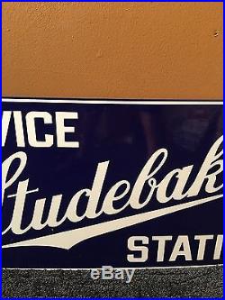 Vintage Studebaker Service Station 30 X 14 Porcelain Car, Truck Gas & Oil Sign